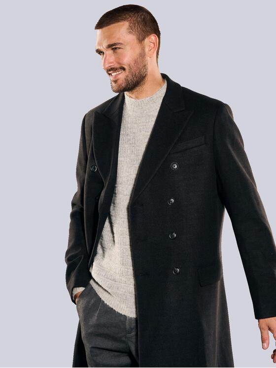 emilio adani Herren Mantel slim fit Schwarz 35528