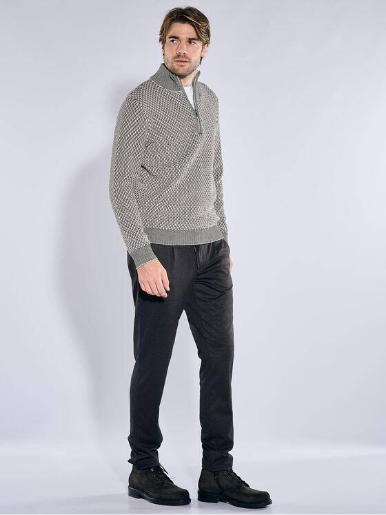 emilio adani Herren Pullover mit Troyer-Kragen Creme 41085