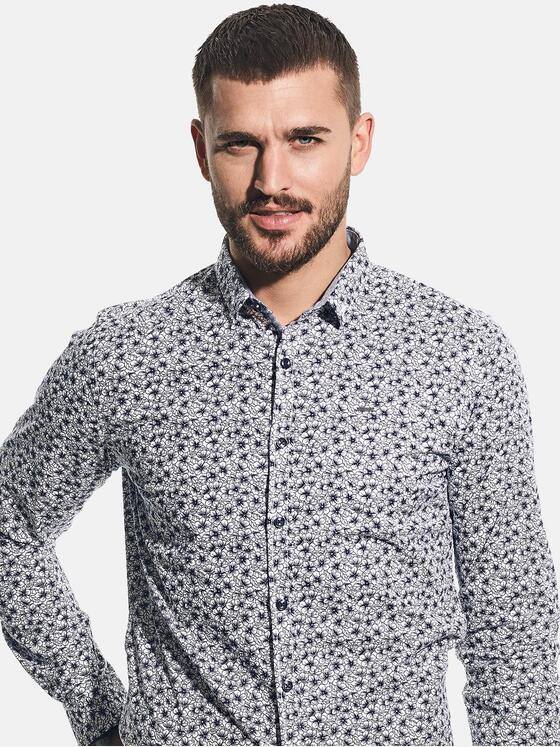 emilio adani Herren Hemd  mit floralem Print Blau 31236