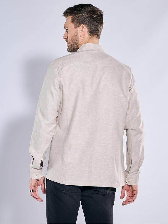 emilio adani Herren Overshirt mit Leinenanteil Beige 38765