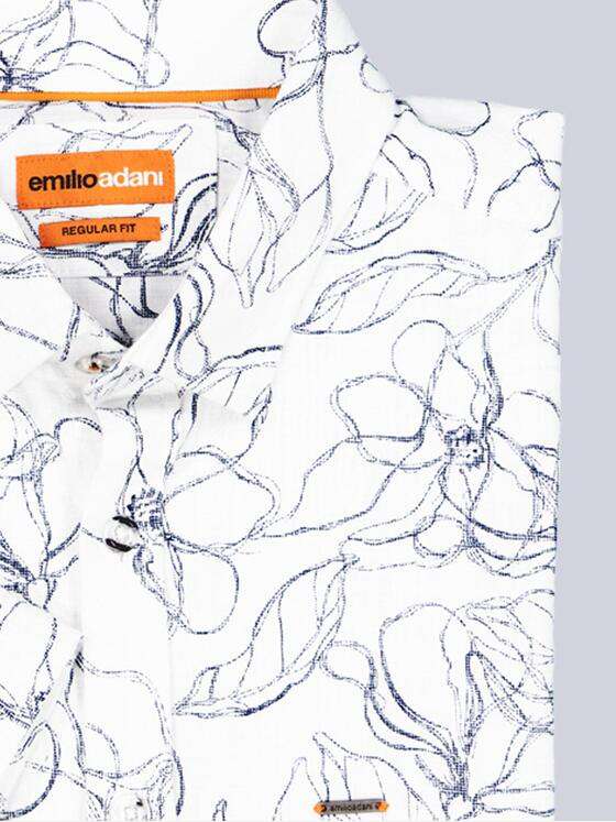 emilio adani Herren Kurzarm-Hemd gemustert Reinweiss 38895