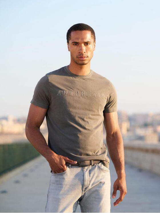 emilio adani Herren T-Shirt mit Print Dunkelbraun 39174