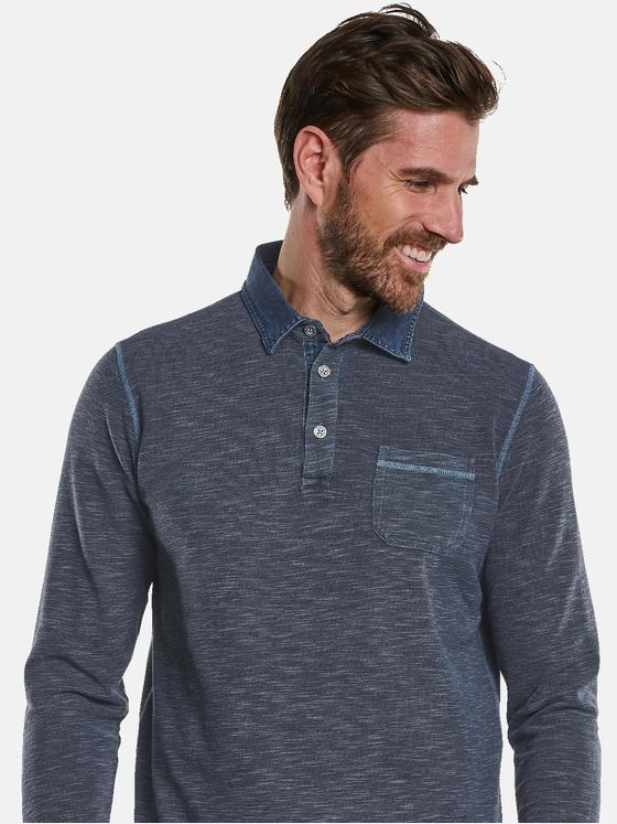 engbers Herren Langarm-Shirt Polokragen Blau 32441