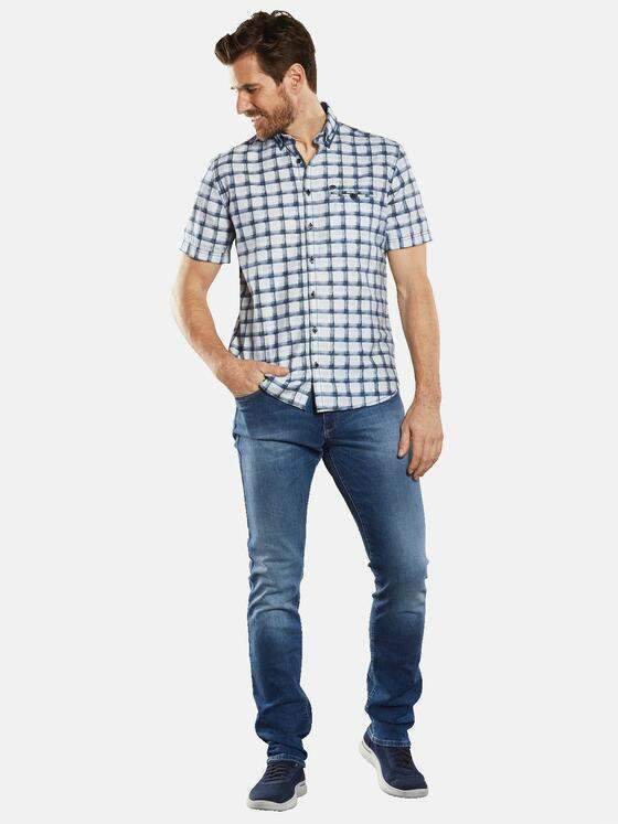 engbers Herren Kurzarm-Hemd kariert Blau 34355