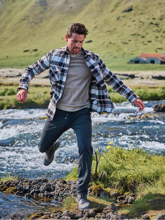 engbers Herren Langarm-Hemd kariert Schwarzbraun 35211