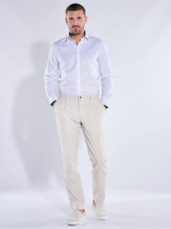 emilio adani Herren Anzug-Hose aus Leinenmischqualität Naturweiss 40370