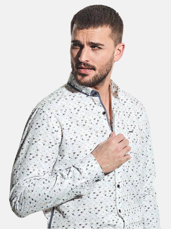 emilio adani Herren Langarmhemd mit außergewöhnlichem Druck Braunbeige 31324