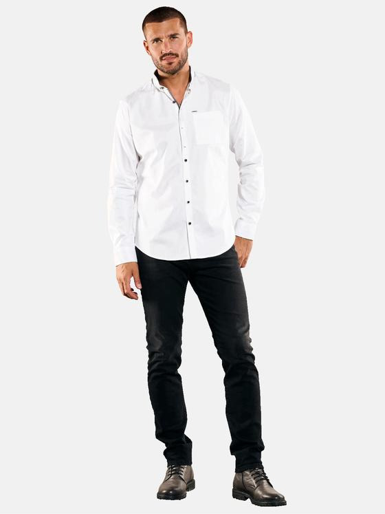 emilio adani Herren Langarm-Hemd uni Weiß 35777
