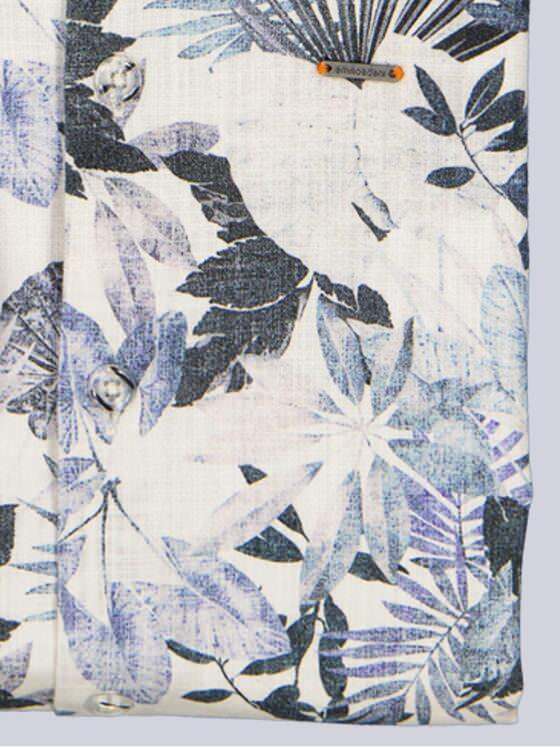 emilio adani Herren Langarmhemd mit floralem Print Saphirblau 40329