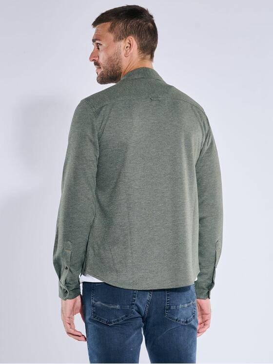 emilio adani Herren Langarm-Shirt mit Polokragen Gruen 39579