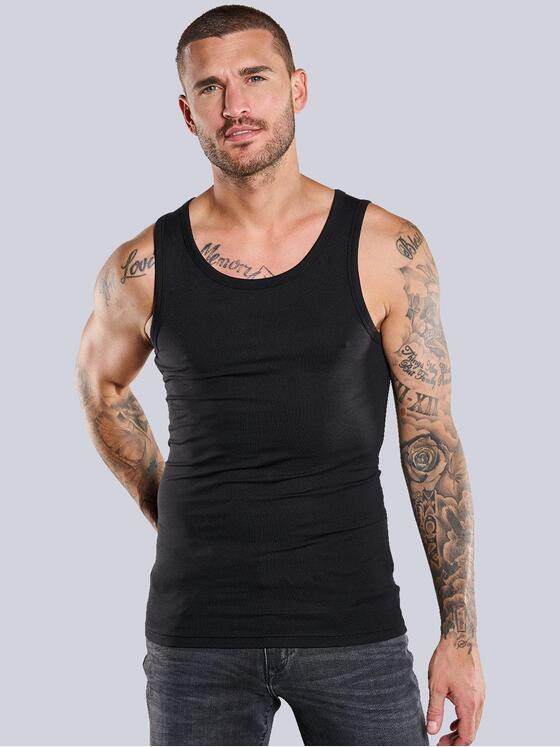 emilio adani Herren Tank-Top uni Schwarz 38168