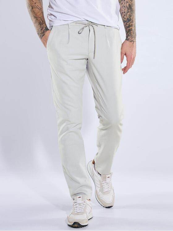 emilio adani Herren Chino-Hose mit Tunnelzug Hellgrau 40351