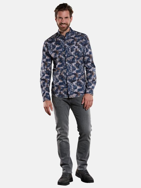 engbers Herren Langarm-Hemd gemustert Blau 34190