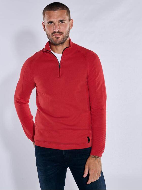 emilio adani Herren Pullover mit Troyerkragen Rot 38131