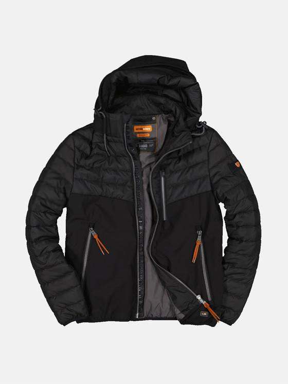emilio adani Herren Steppjacke mit Materialmix Schwarz 33298