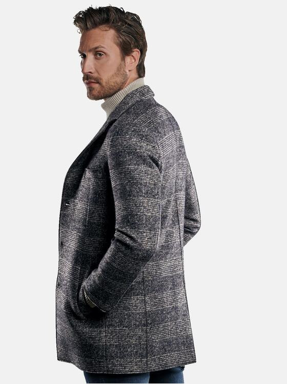 emilio adani Herren Stilvoller Karo-Mantel Blau 30226