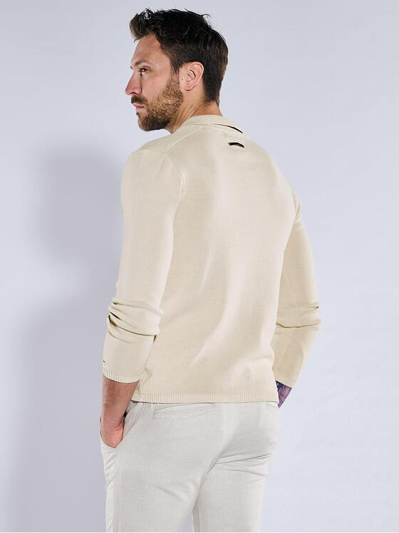 emilio adani Herren Pullover mit Polo-Kragen Weiß 36701