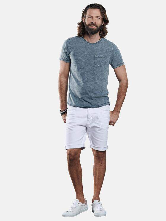 emilio adani Herren Rundhals T-Shirt mit dezentem Streifenmuster Türkis 29681