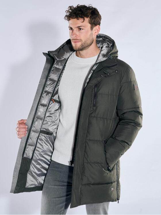emilio adani Herren Mantel mit abnehmbarer Kapuze Oliv 39526