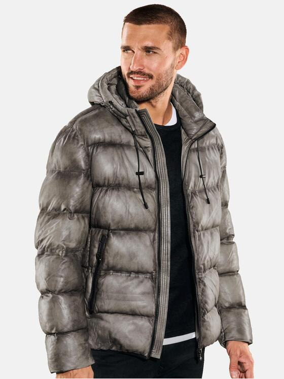 emilio adani Herren Lederjacke regular Grau 35433