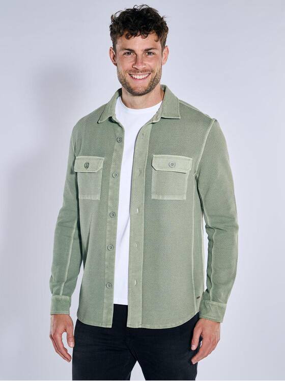 emilio adani Herren Overshirt strukturiert Gruen 39165