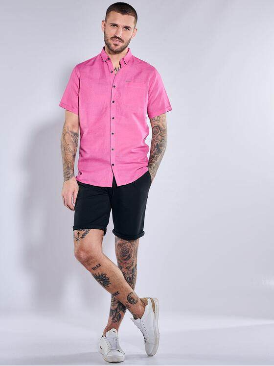 emilio adani Herren Kurzarm-Hemd uni Violett 37007