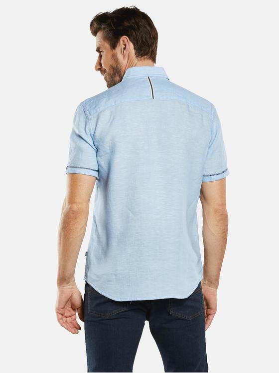 engbers Herren Kurzarm-Hemd aus Leinen Blau 34668
