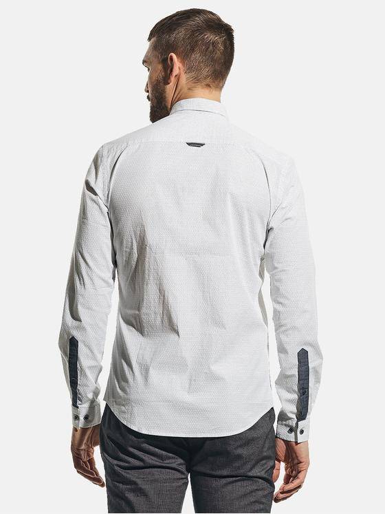emilio adani Herren Modisches Langarmhemd mit Minimal-Print Weiß 31316