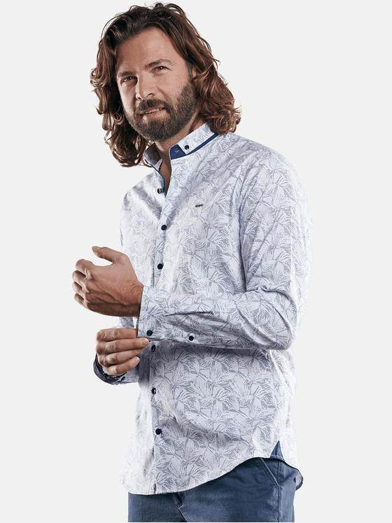 emilio adani Herren All-over Minimal Print Hemd Weiß 28966