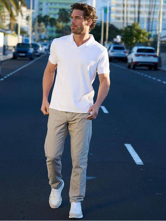 emilio adani Herren Polo-Shirt strukturiert Reinweiss 38932