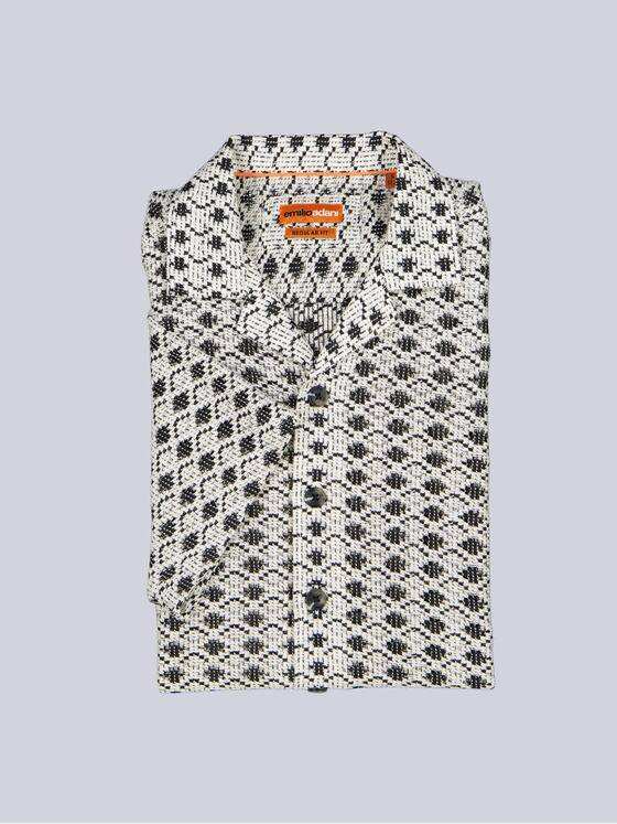 emilio adani Herren Kurzarm-Hemd in Crochét-Optik Naturweiss 40717