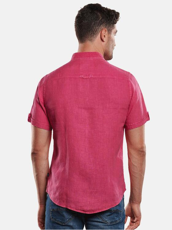 engbers Herren Kurzarm-Hemd aus Leinen Magenta 31742