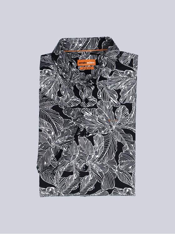 emilio adani Herren Kurzarm-Hemd slim fit Schwarz 36967