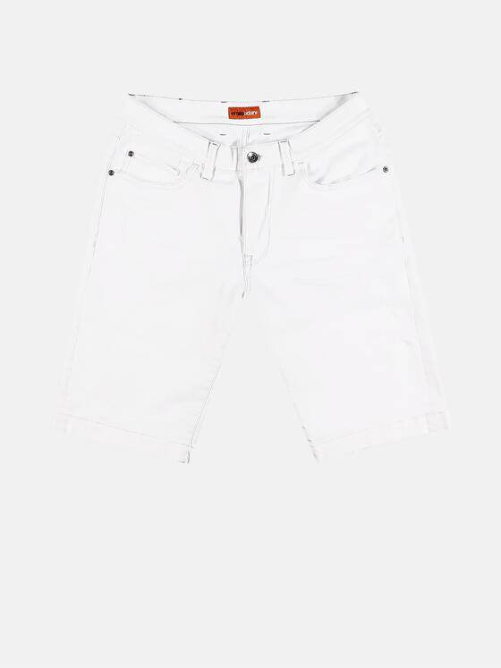 emilio adani Herren Weiße Denim Short mit modischen Destroys Weiß 29858