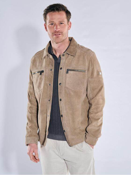 engbers Herren Leichte Velourslederjacke Beige 40403