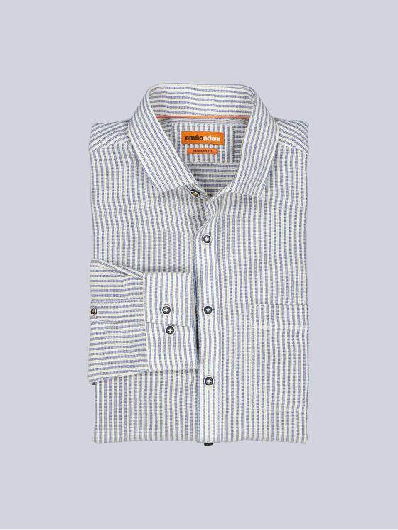 emilio adani Herren Hemd gemustert Brilliantblau 40952