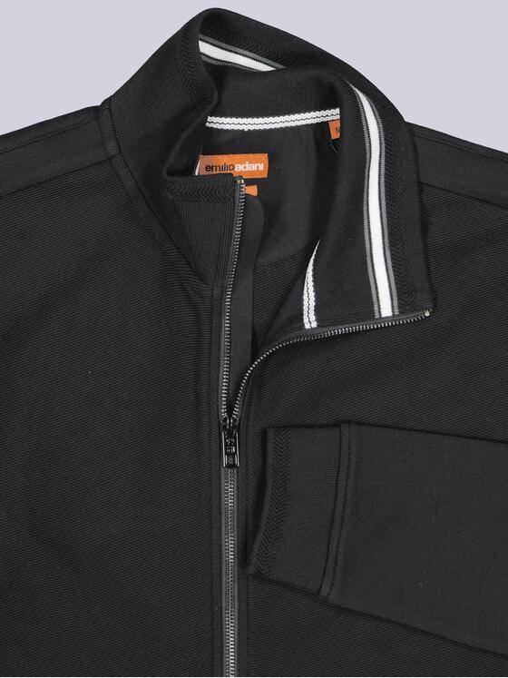 emilio adani Herren Sweatjacke mit Stehkragen Schwarz 39908
