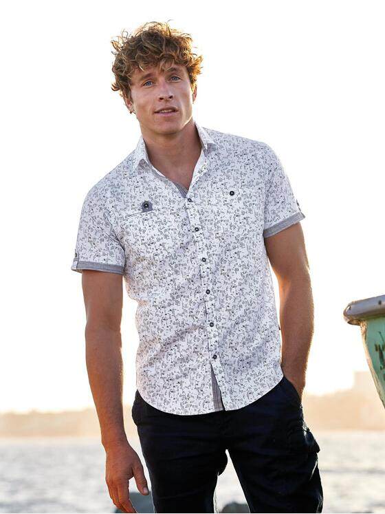 engbers Herren Dezent gemustertes Hemd Comfort-Stretch Saphirblau 29759