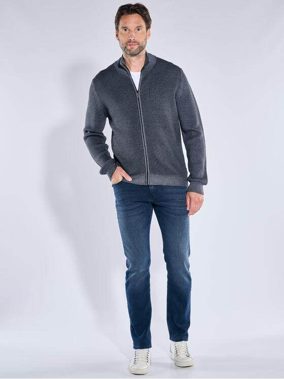 ENGBERS GERMANY Herren Strickjacke mit Merinowolle Grau 39951