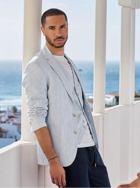 emilio adani Herren Freizeit-Sakko slim fit Blau 36524