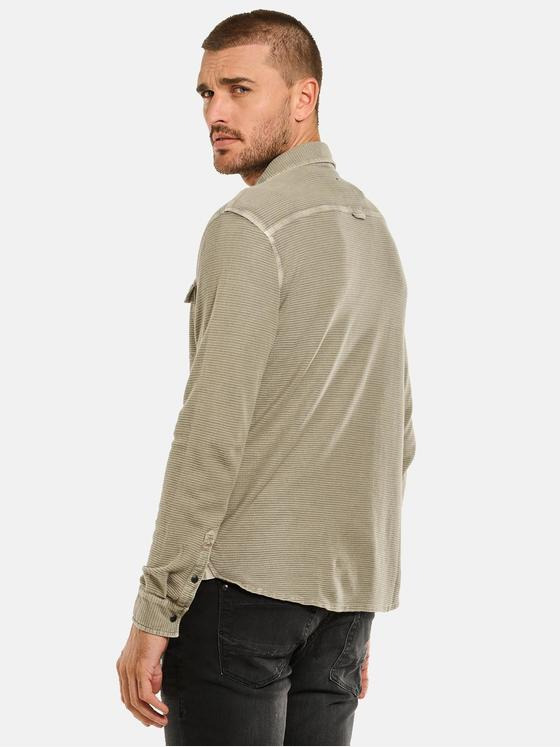 emilio adani Herren Langarm-Shirt mit Polo-Kragen Beige 34111