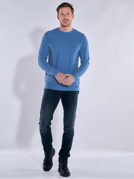engbers Herren Langarm-Shirt gestreift Blau 37298