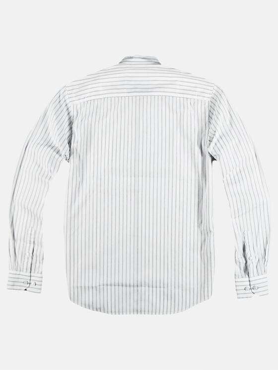engbers Herren Gestreiftes Stehkragenhemd Naturweiss 29096