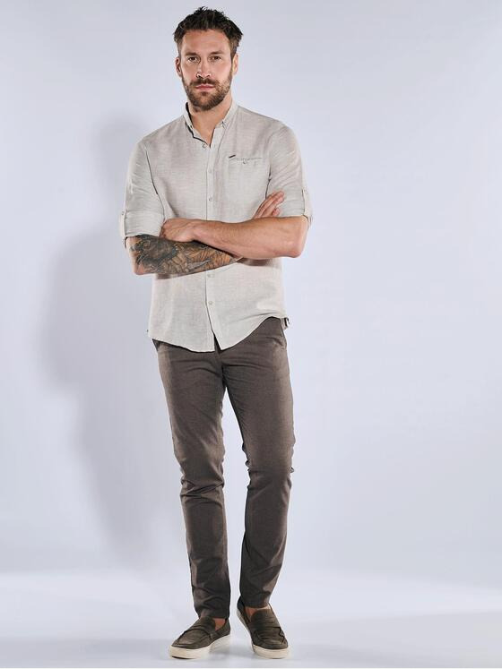 emilio adani Herren Langarm-Hemd uni Beige 36575