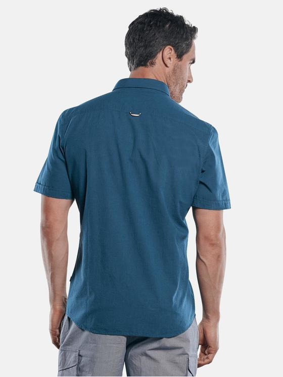 engbers Herren Sommerliches Kurzarmhemd mit floralen Kontrastdetails Saphirblau 29782