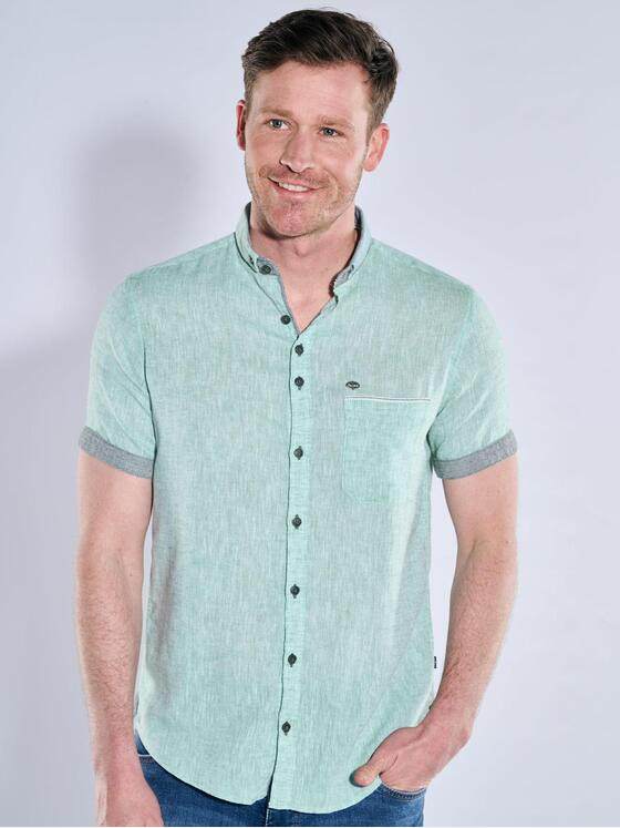 engbers Herren Kurzarm-Hemd mit Leinenanteil Dunkelgruen 38378