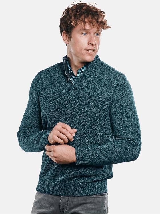 engbers Herren Troyer in moulinierter Optik. Petrolblau 30820