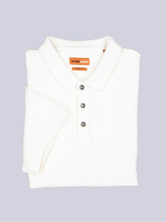 emilio adani Herren Poloshirt mit strukturierter Warenoberfläche Reinweiss 40124