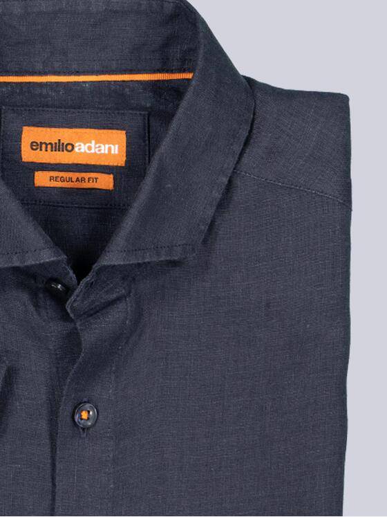 emilio adani Herren Kurzarm-Hemd aus Leinen Blau 38594