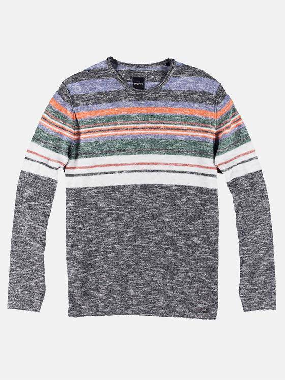 engbers Herren Gestreifter Rundhalspullover Saphirblau 30434